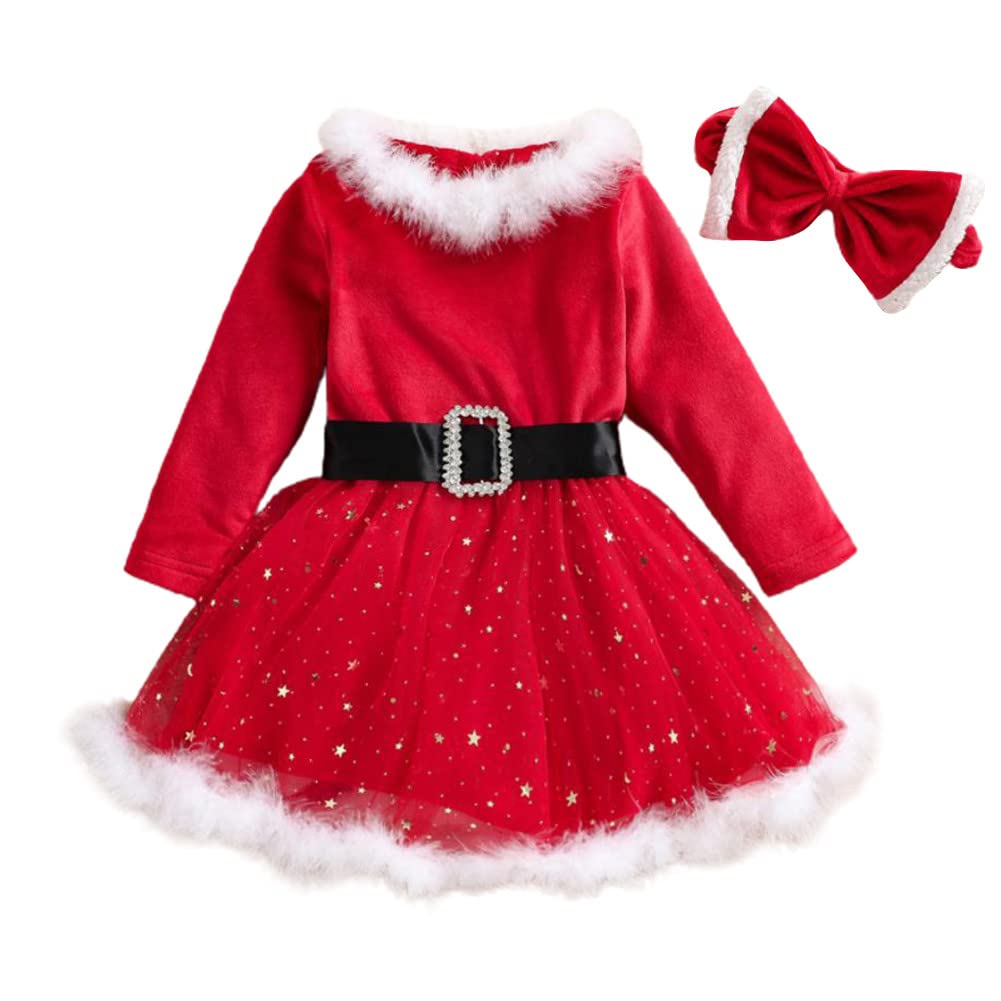 Amazon.co.jp: クリスマス 衣装 子供 サンタドレス ヘアバンド付き 2点